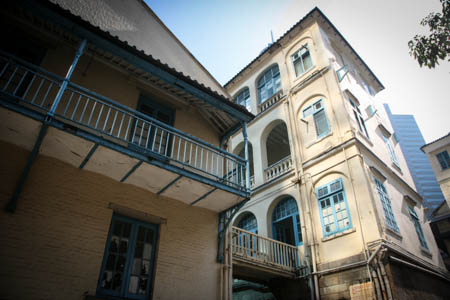 Dormitory Blocks B and C are connected by a hanging bridge