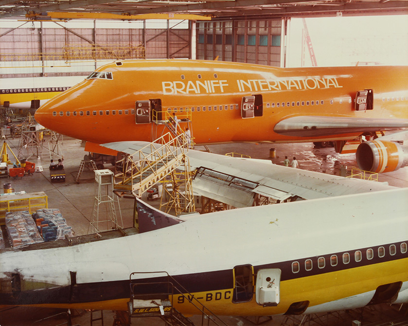 港機機庫內的美國班尼夫航空747。