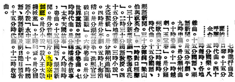 空中舞廳：電台節目表 1957年5月27日