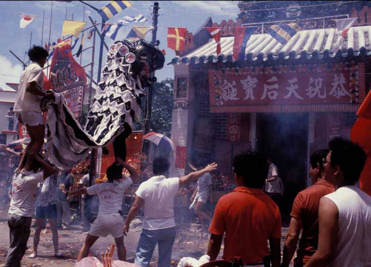 The lion dances for Tin Hau